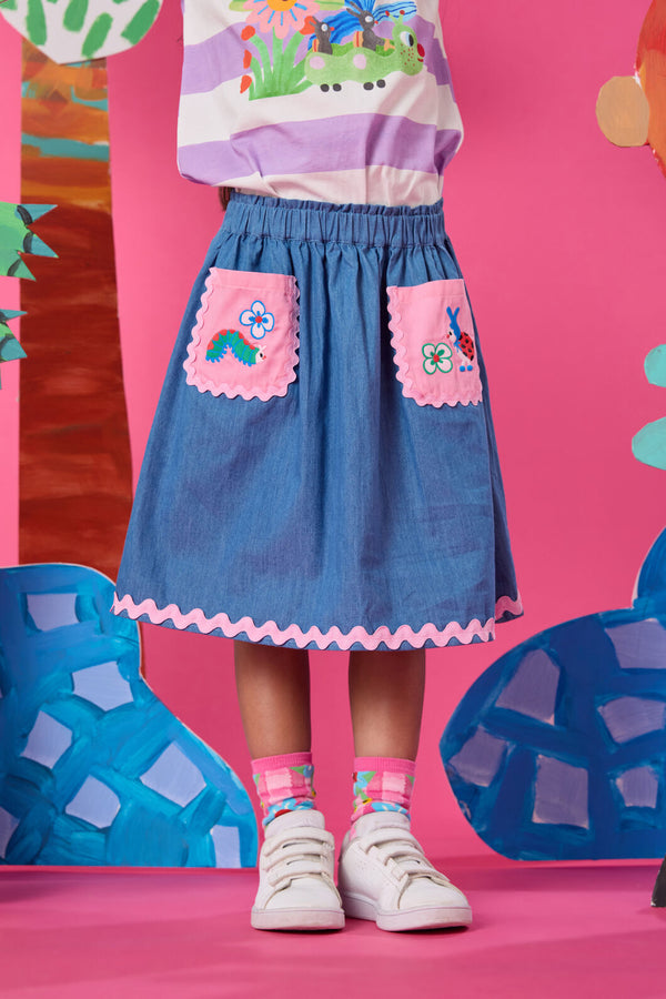 Gorman - Hyper Bugs Kids Denim Skirt - denim