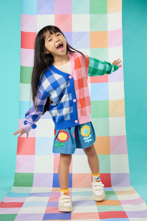 Gorman - Gingham Splice Kids Cardigan - multi