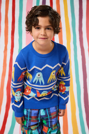 Gorman - Monsters Play Kids Jumper - blue