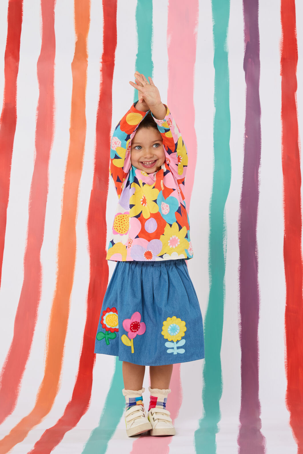 Gorman - Geo Floral Kids Denim Skirt - denim