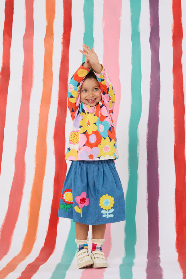 Gorman - Geo Floral Kids Denim Skirt - denim