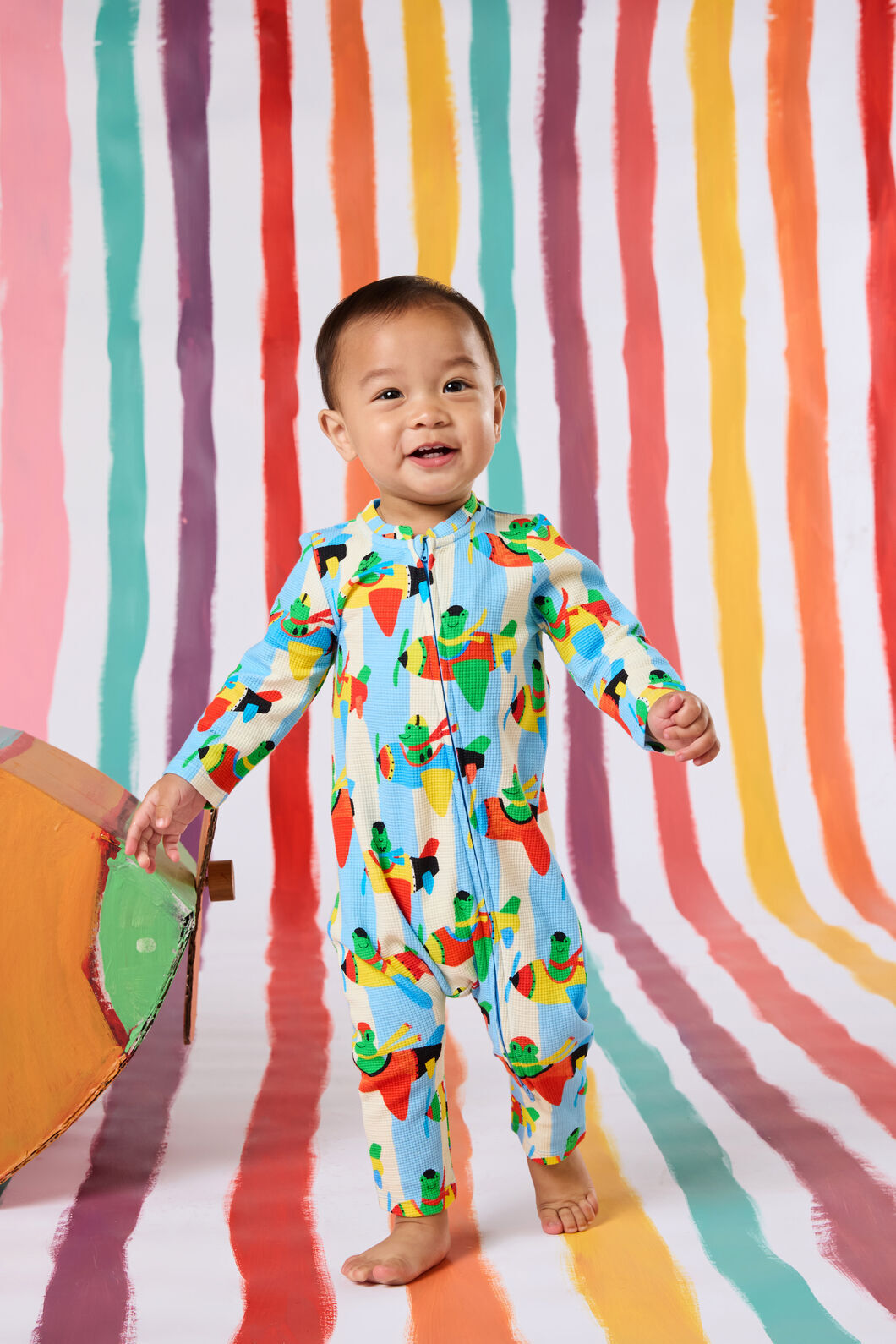 Gorman - Flying Frogs Baby Onesie - stripe