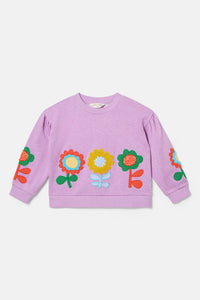 Gorman - Applique Floral Kids Sweater - pink