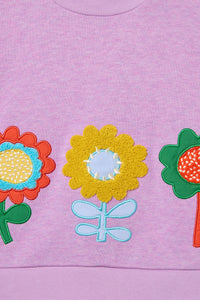 Gorman - Applique Floral Kids Sweater - pink