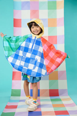 Gorman - Gingham Splice Kids Poncho - multi