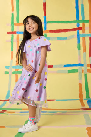 Gorman - Spot Sequin Kids Dress - lilac