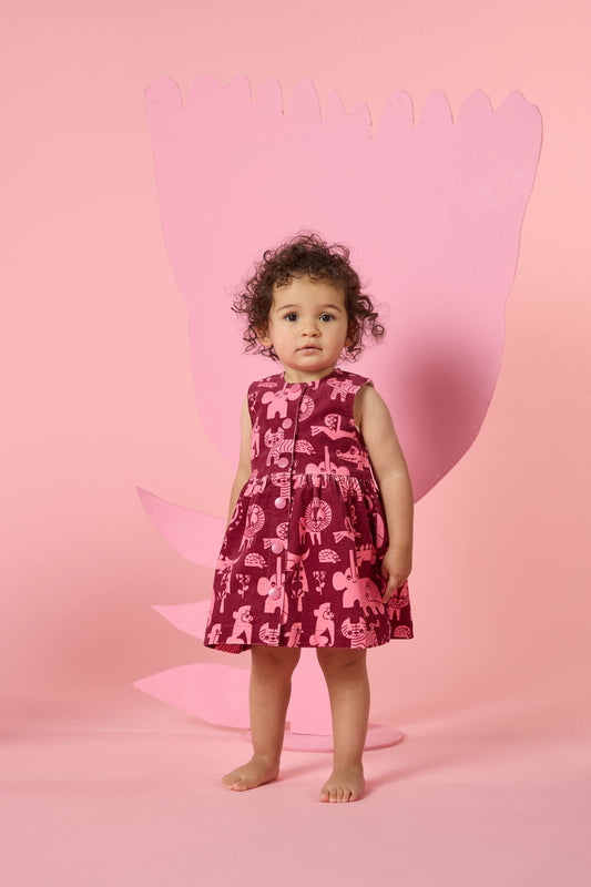 Gorman - Soft Animal Baby Pini Dress - maroon