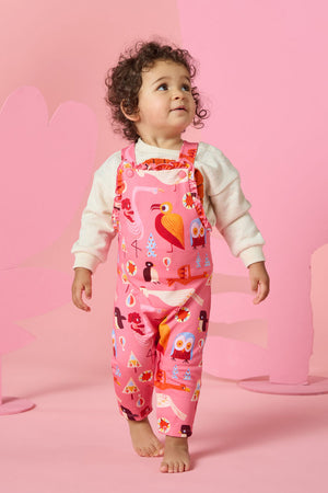 Gorman - Funky Birds Baby Overalls - pink