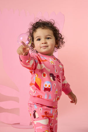 Gorman - Funky Birds Baby Sweater - pink