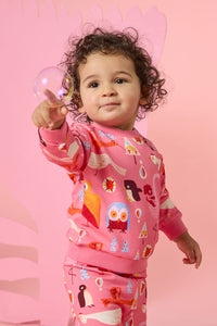 Gorman - Funky Birds Baby Sweater - pink