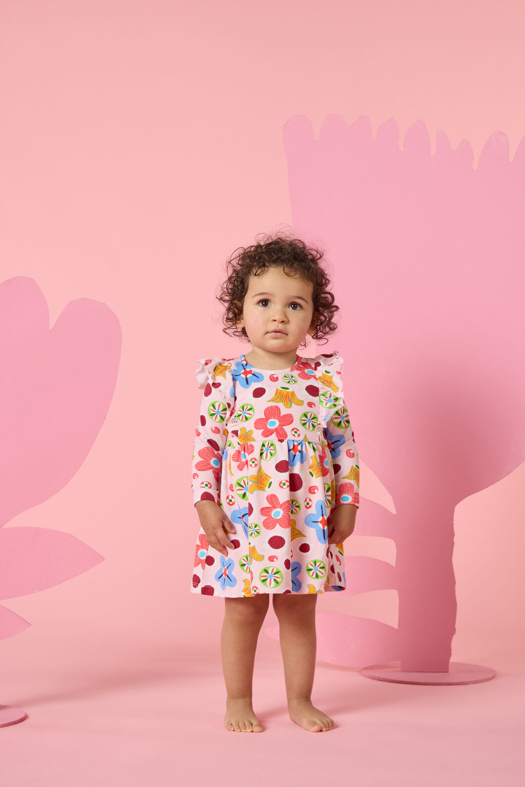 Gorman - Spotty Floral Baby Frill Dress - pink