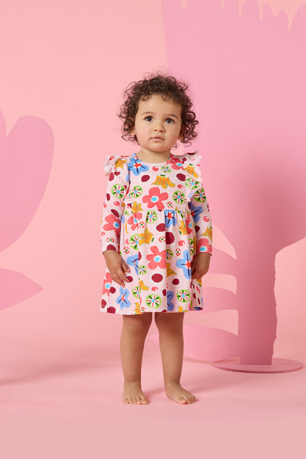 Gorman - Spotty Floral Baby Frill Dress - pink