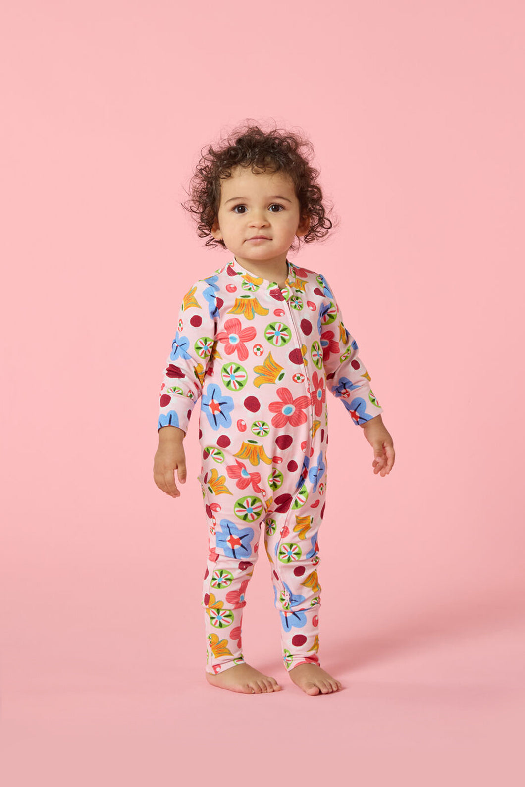 Gorman - Spotty Floral Baby Grow suit - pink