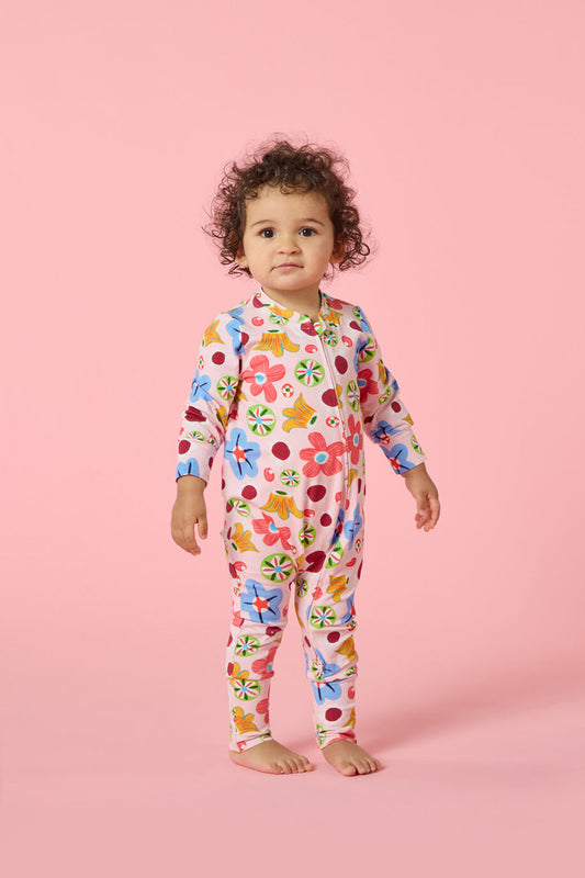 Gorman - Spotty Floral Baby Grow suit - pink