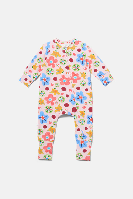 Gorman - Spotty Floral Baby Grow suit - pink