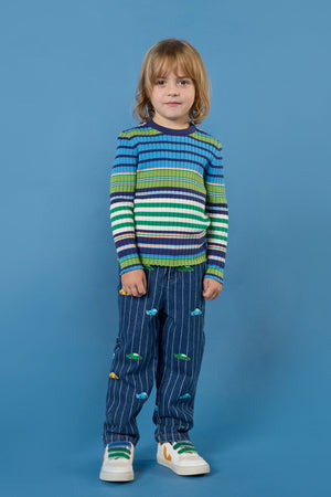 Gorman - Retro Stripes Rib Knit Top - blue