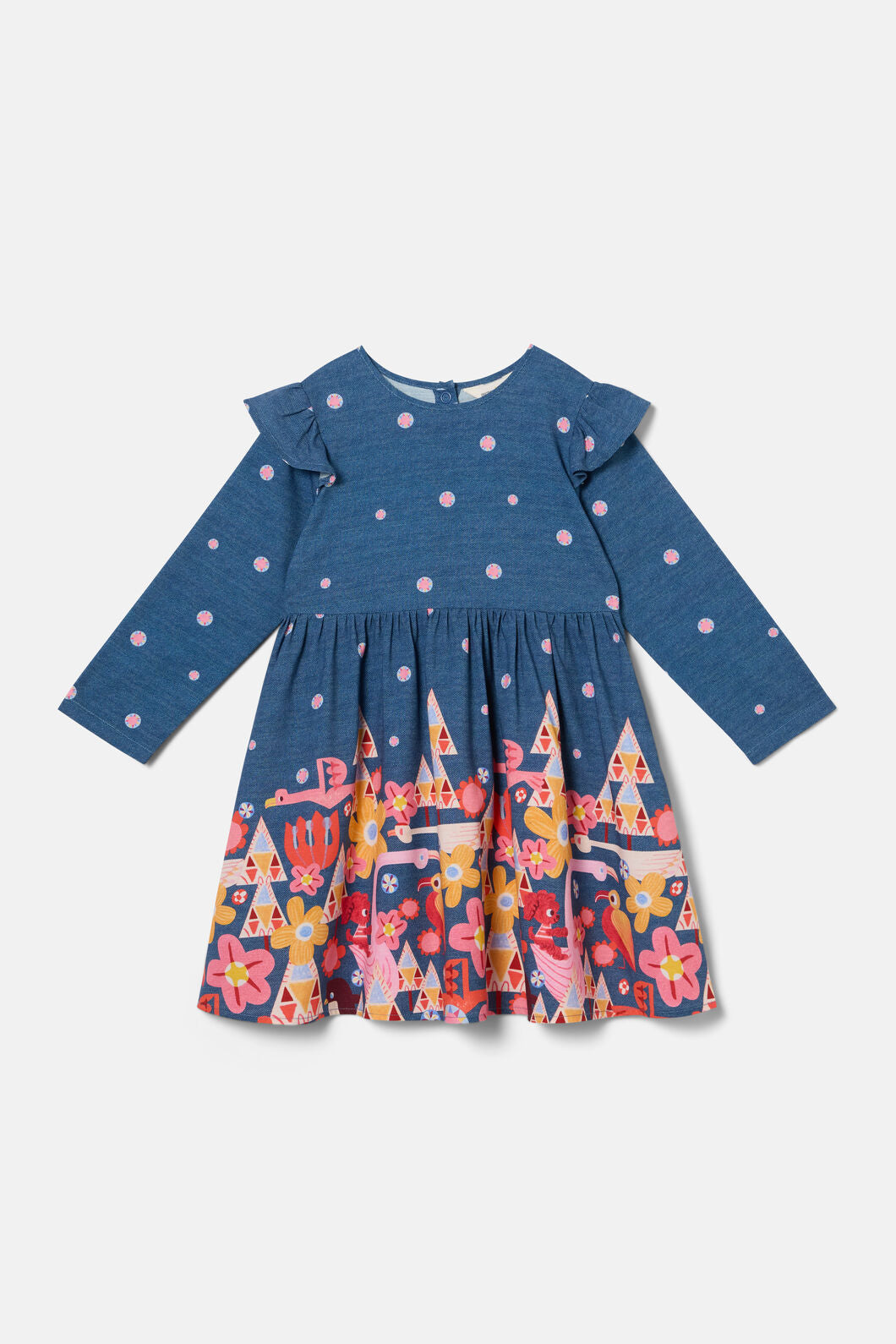 Gorman - Funky Birds Border Kids Dress - navy