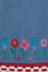 Gorman - Embroidery Flowers Kids Pants - denim