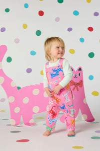 Gorman - Spotty Cats Baby Overalls - pink