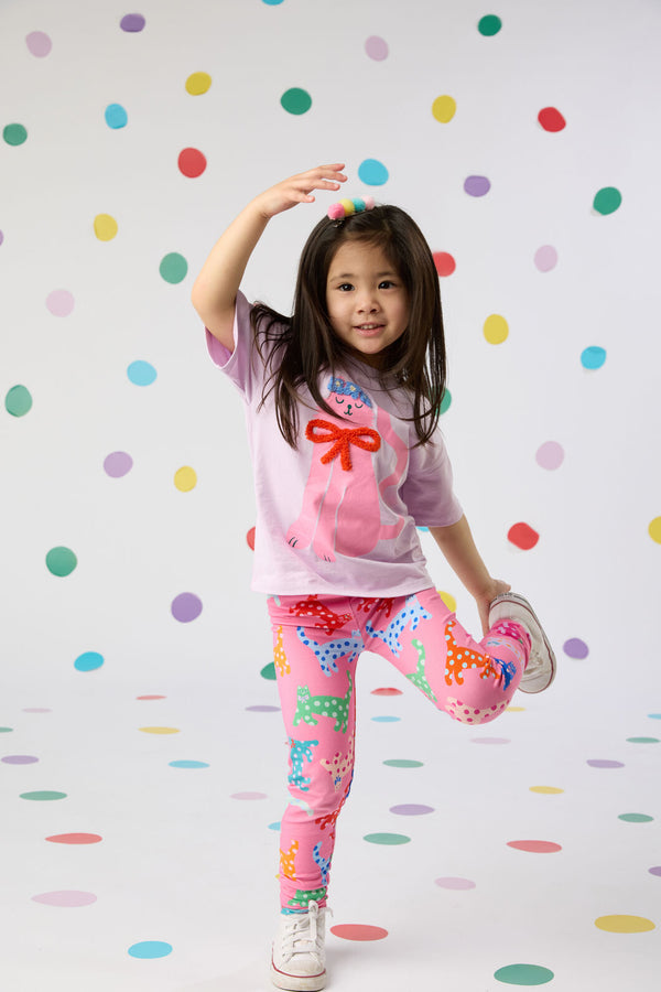 Gorman - Spotty Cats Kids Legging - pink