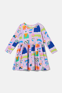 Gorman - Sweater Dogs Kids Dress - lilac