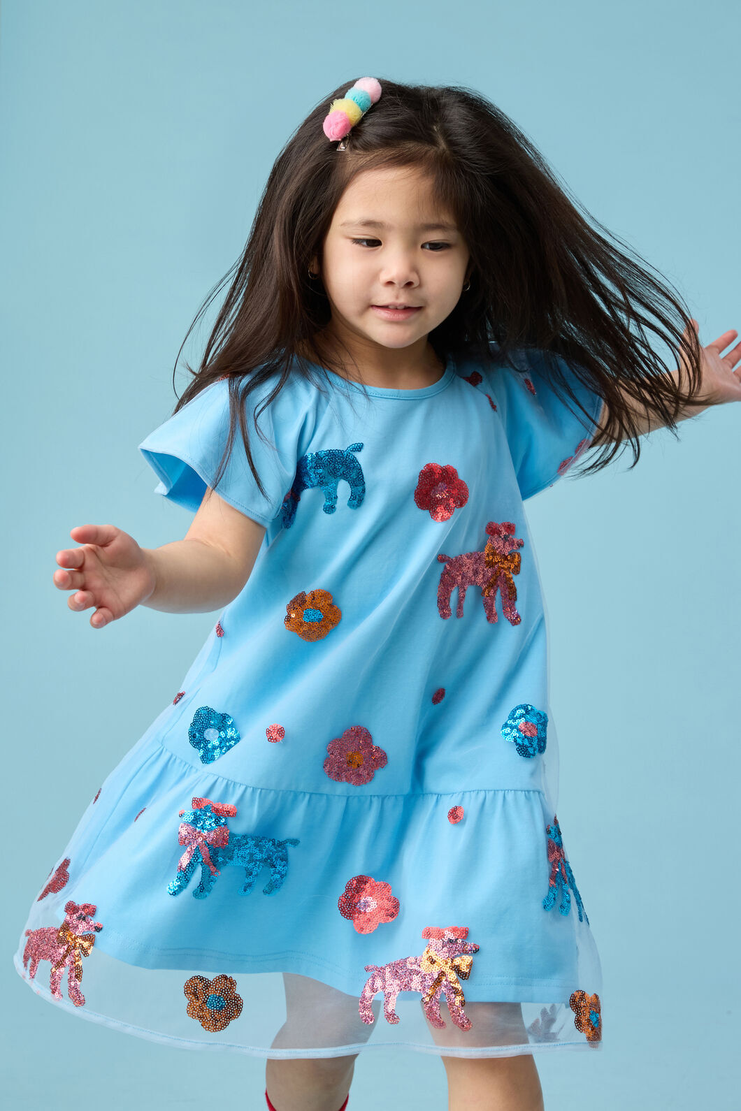 Gorman - Dogs Kids Party Dress - light-blue
