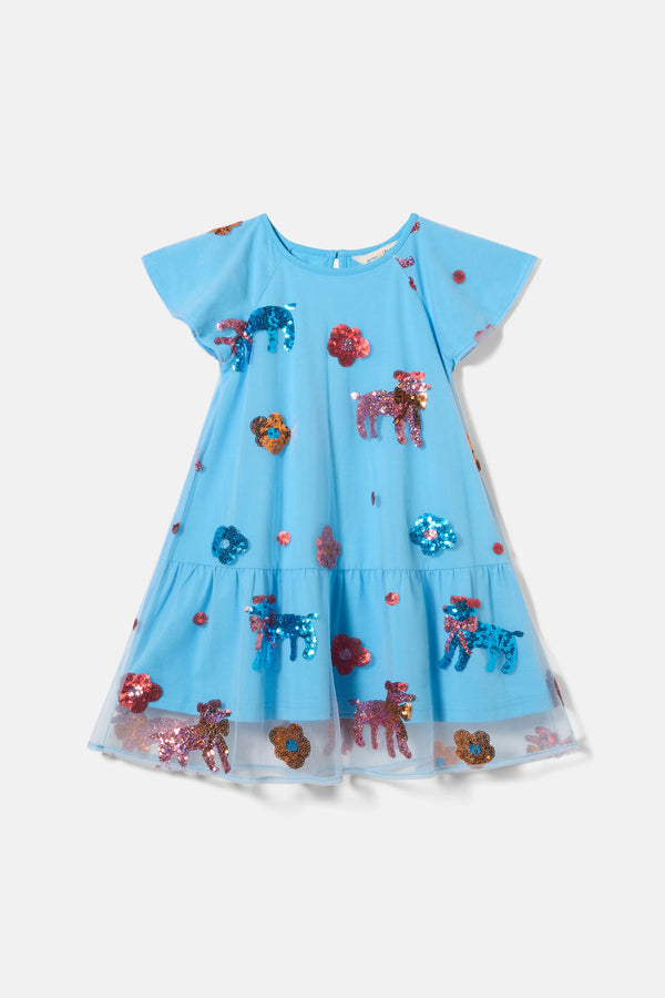 Gorman - Dogs Kids Party Dress - light-blue