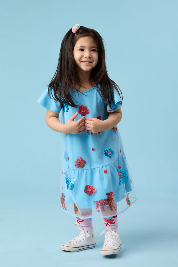Gorman - Dogs Kids Party Dress - light-blue