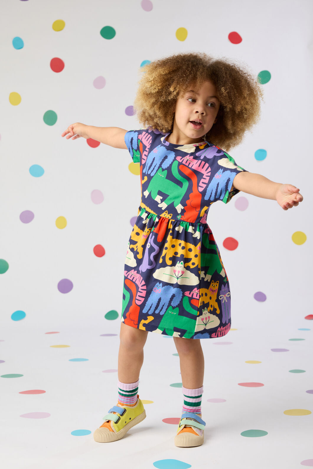 Gorman - Cute Cats Kids Dress - navy