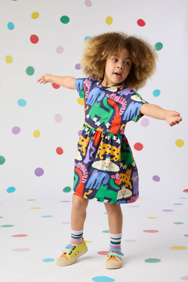 Gorman - Cute Cats Kids Dress - navy
