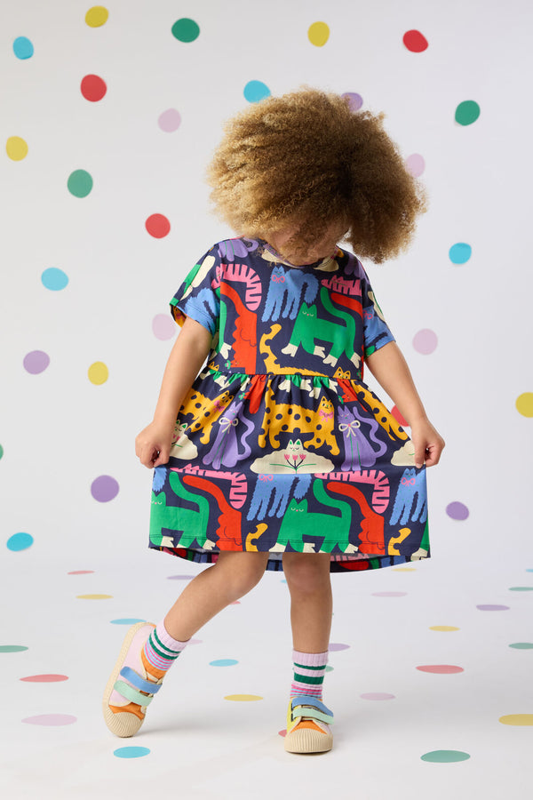 Gorman - Cute Cats Kids Dress - navy
