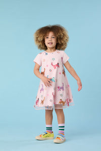 Gorman - Cute Cats Kids Sequins Dress - pink