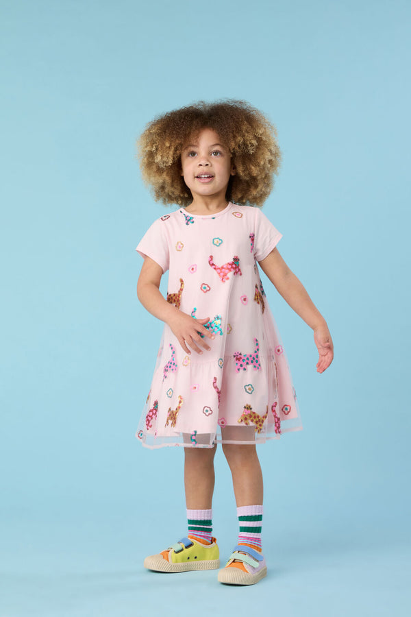 Gorman - Cute Cats Kids Sequins Dress - pink