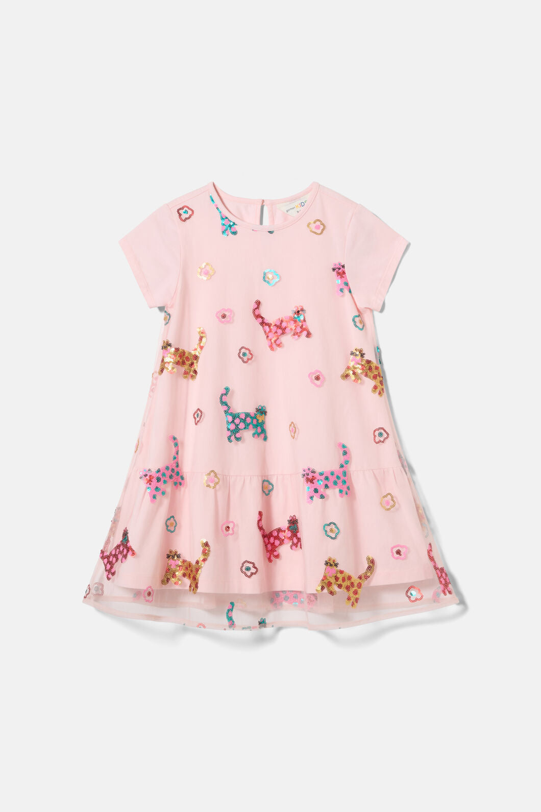 Gorman - Cute Cats Kids Sequins Dress - pink