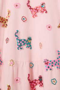 Gorman - Cute Cats Kids Sequins Dress - pink