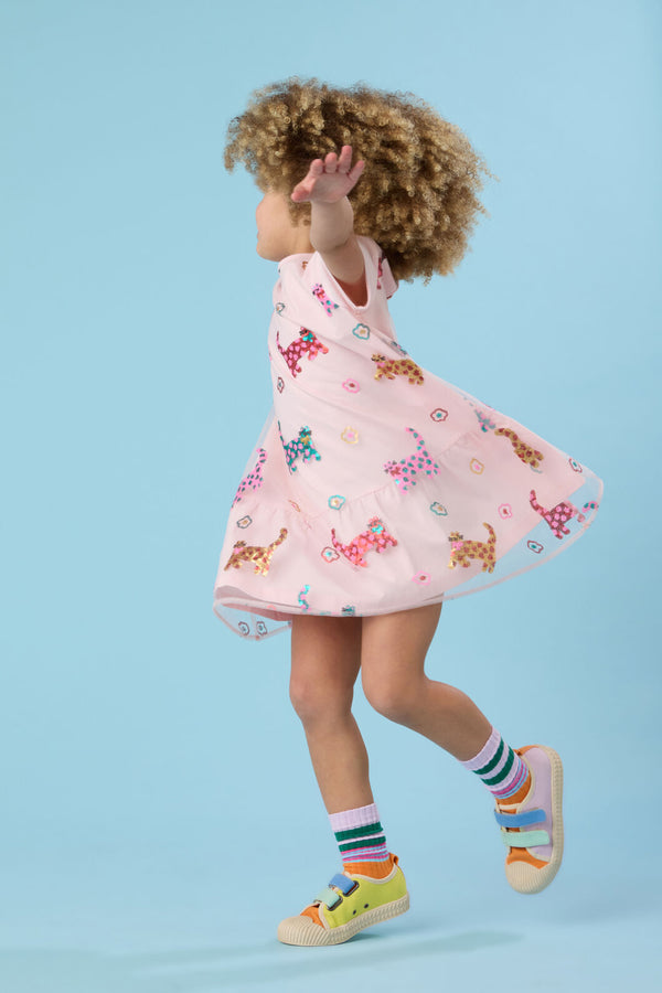 Gorman - Cute Cats Kids Sequins Dress - pink
