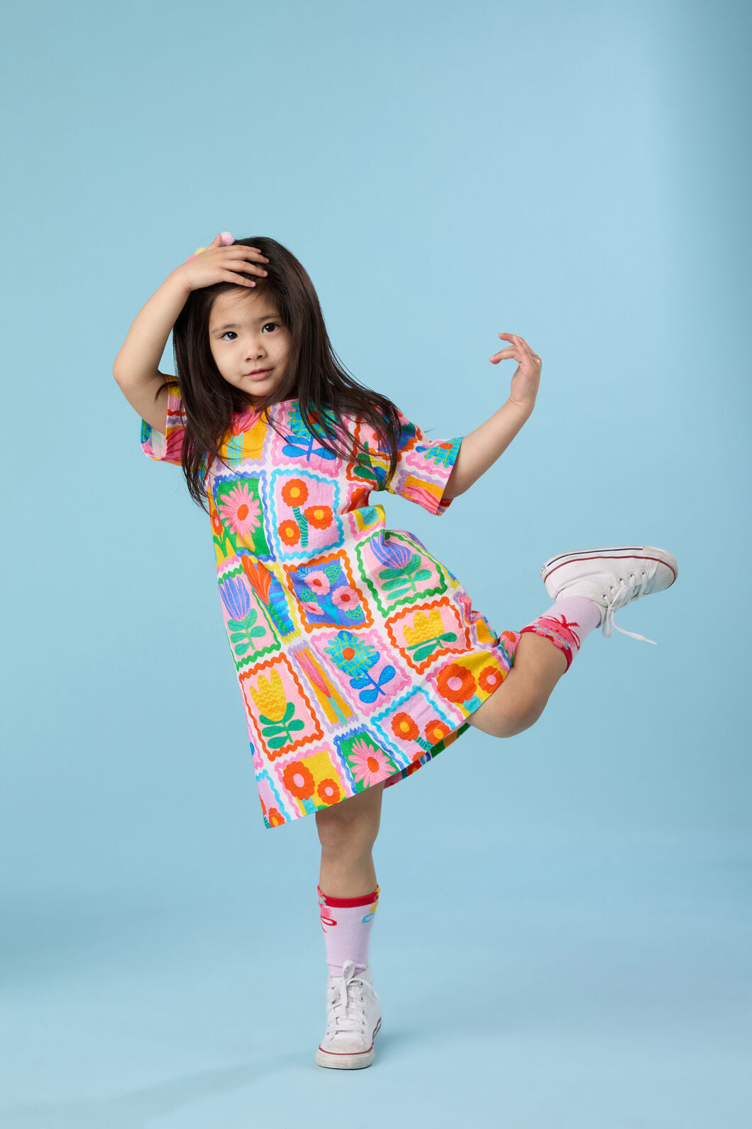 Gorman - Tulips Grid Kids Dress - multi