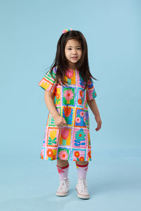 Gorman - Tulips Grid Kids Dress - multi
