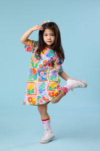 Gorman - Tulips Grid Kids Dress - multi