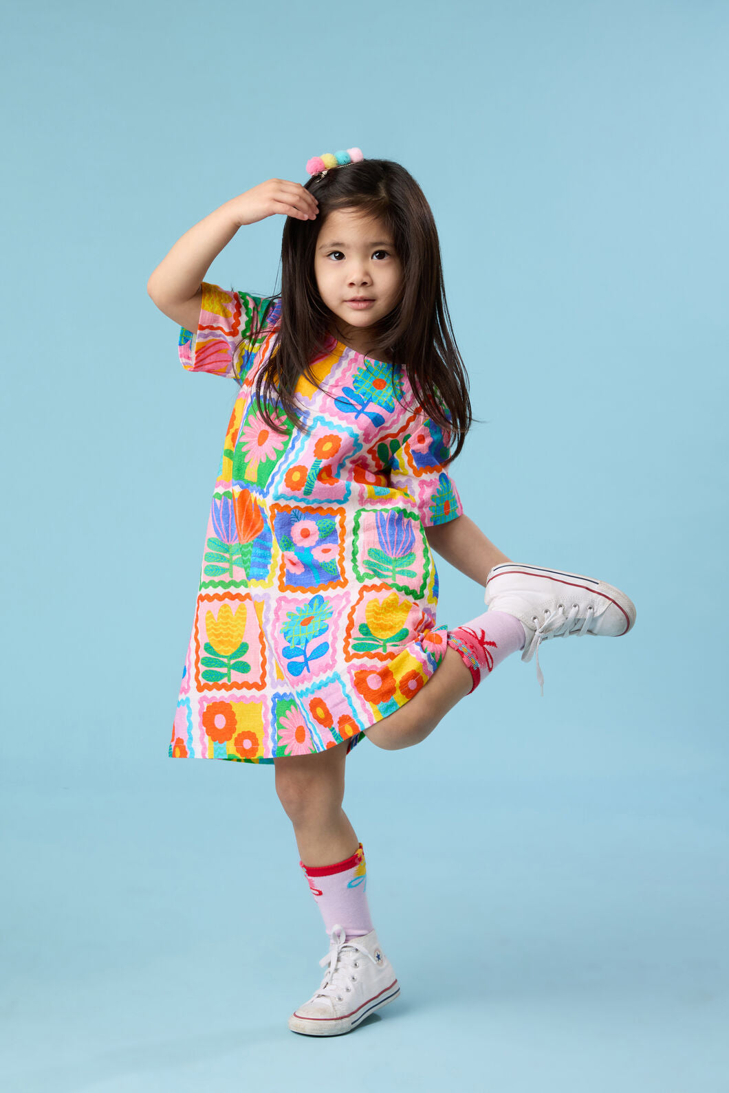 Gorman - Tulips Grid Kids Dress - multi