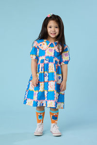 Gorman - Floral Damier Kids Dress - blue