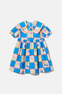 Gorman - Floral Damier Kids Dress - blue