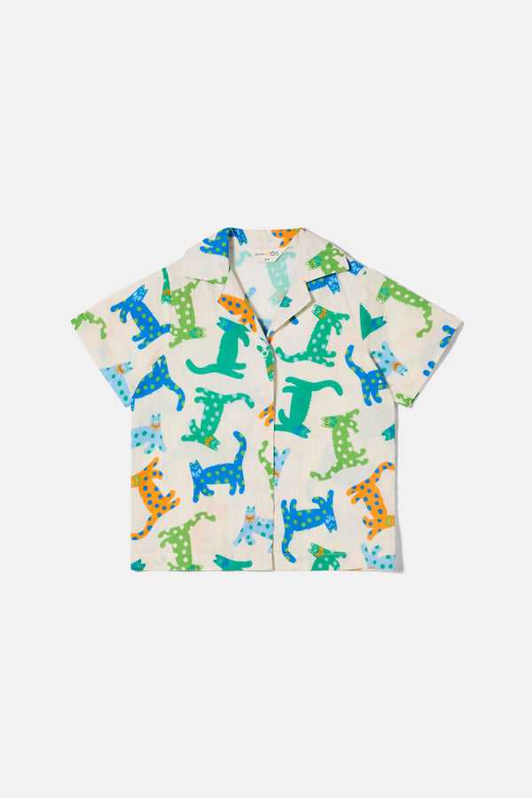 Gorman - Spotty Cats Kids Shirt - cream