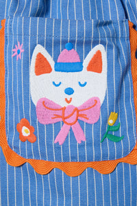 Gorman - Dogs Embroidery Kids Pocket Skirt - denim