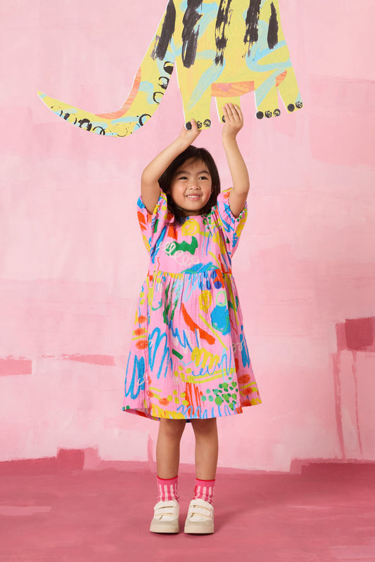 Gorman - Maxi Doodles Kids Dress - pink