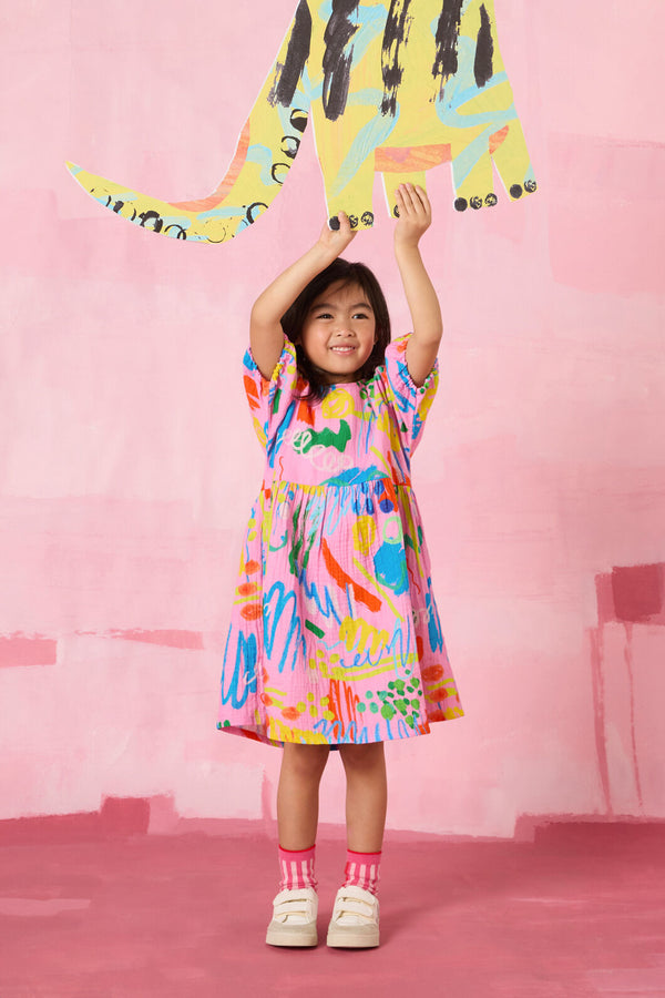 Gorman - Maxi Doodles Kids Dress - pink