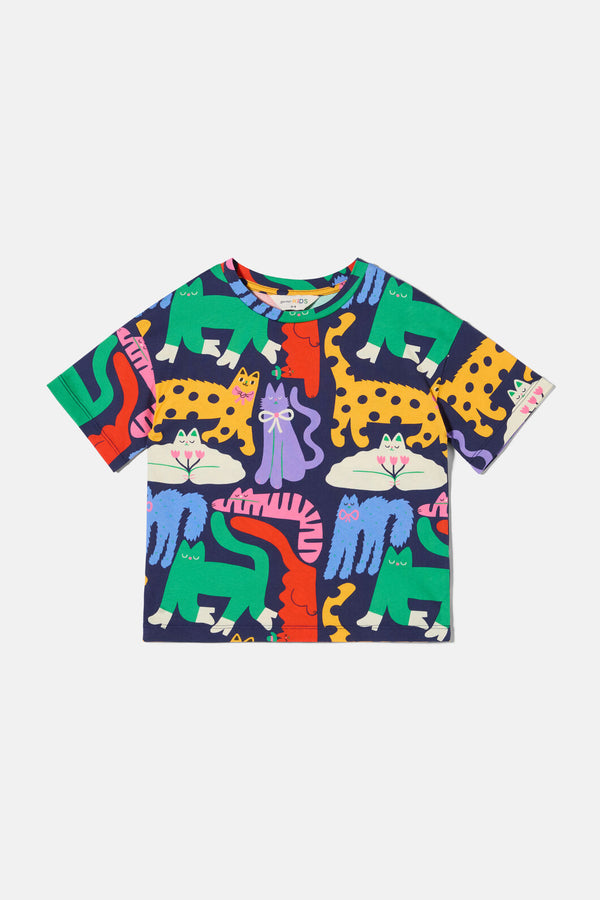 Gorman - Cute Cats Kids T-Shirt - navy