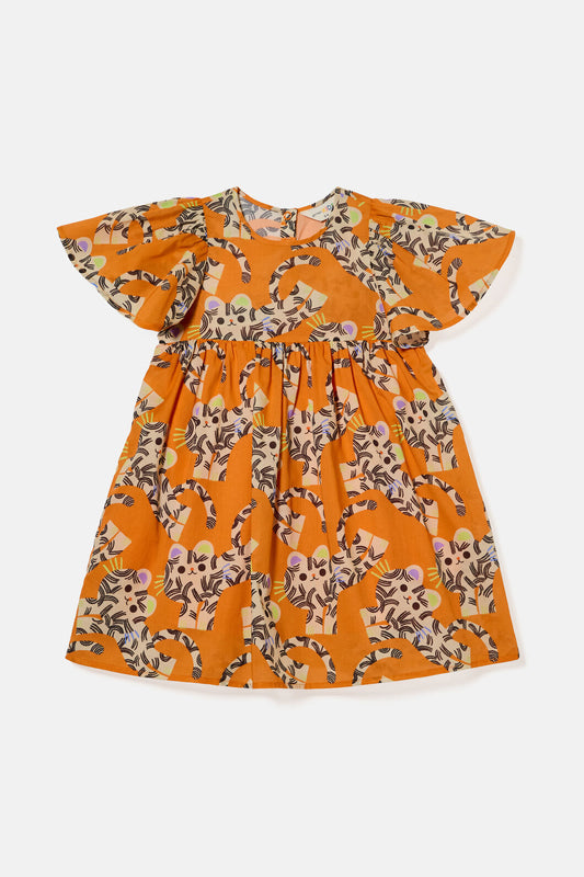 Gorman - Jumping Tiger Kids Dress - orange
