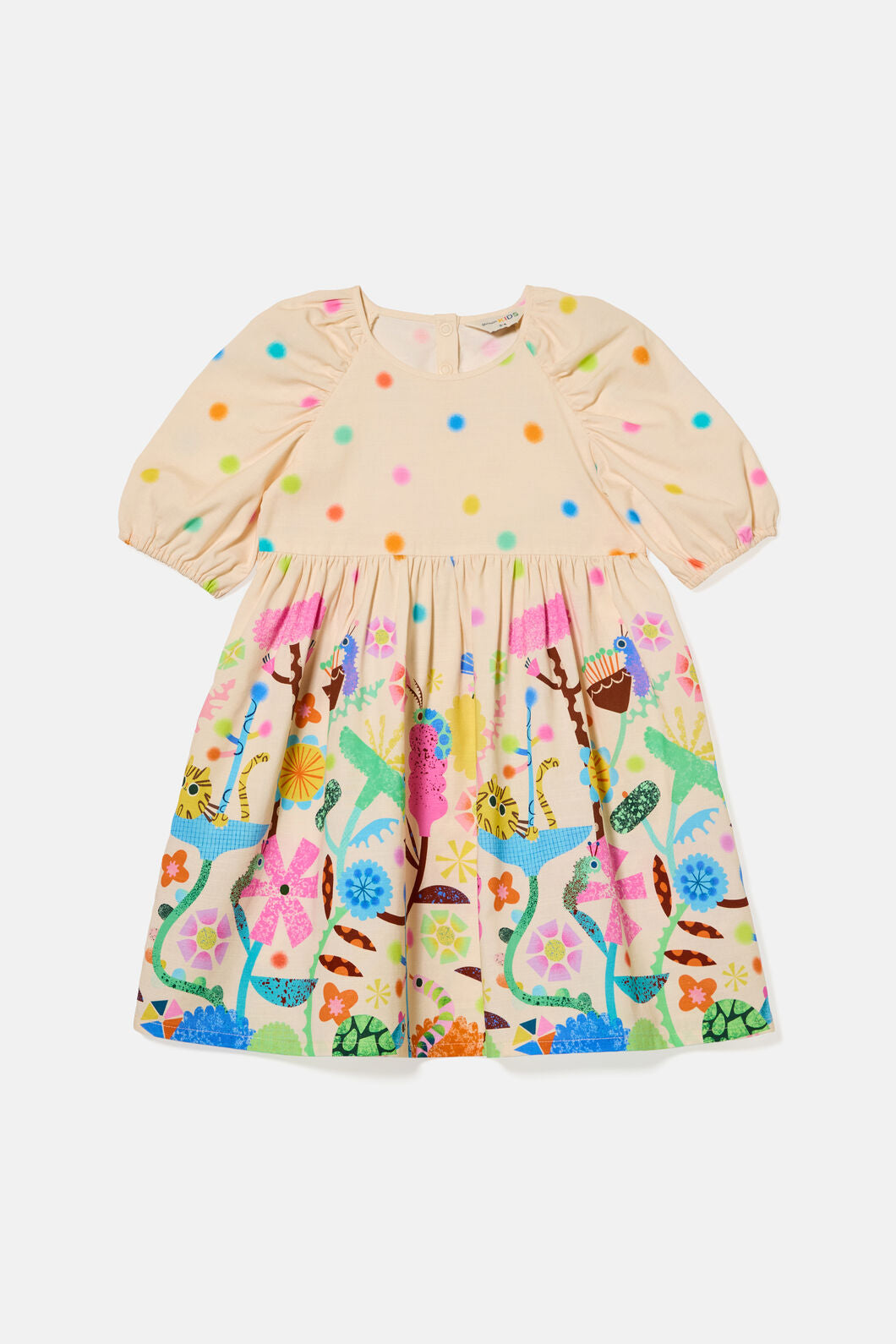 Gorman - Bugs In Bloom Kids Border Dress - cream
