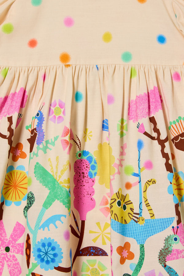 Gorman - Bugs In Bloom Kids Border Dress - cream